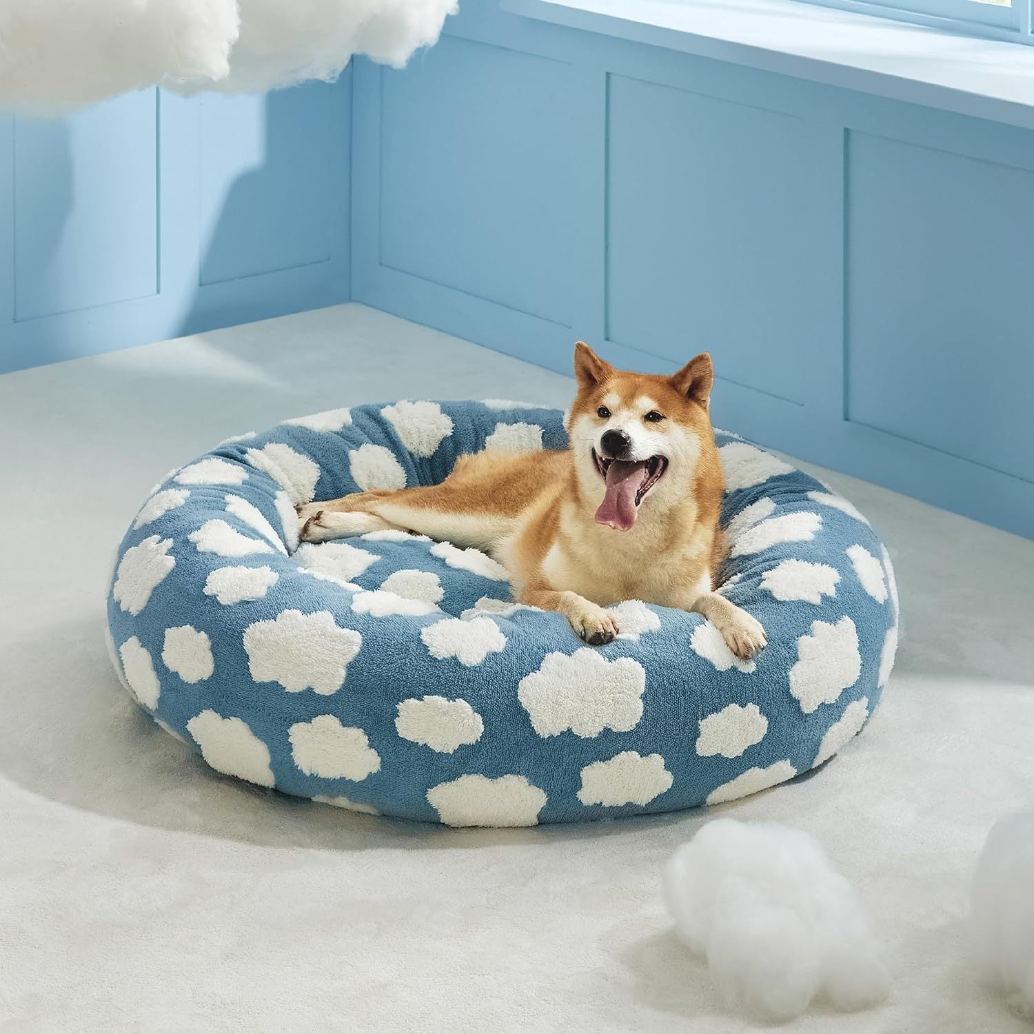 Leisure Cat Beds For Indoor Cats - Round Cat Bed Donut Small Dog Bed Calming Pet Beds, Cute Modern Beds With Jacquard Shaggy Plush & Anti Slip Bottom