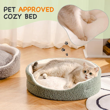Mewoo Washable Pet Bed For Cats & Small Dogs - 23x23x7 Inch Round Orthopedic Bed With Non-Slip Bottom, Plush Indoor Cat Bed For Kittens & Puppies, Sage GreenMewoo Washable Pet Bed For Cats & Small Dogs - 23x23x7 Inch Round Orthopedic Bed With Non-Slip Bottom, Plush Indoor Cat Bed For Kittens & Puppies, Sage Green