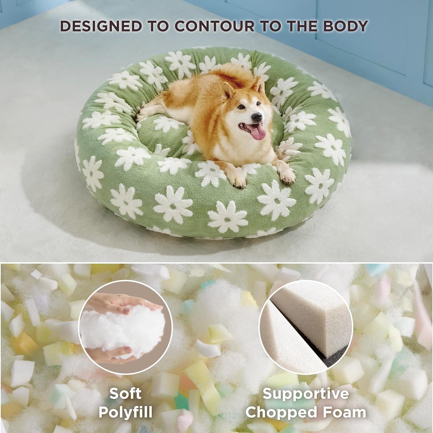 Leisure Cat Beds For Indoor Cats - Round Cat Bed Donut Small Dog Bed Calming Pet Beds, Cute Modern Beds With Jacquard Shaggy Plush & Anti Slip Bottom